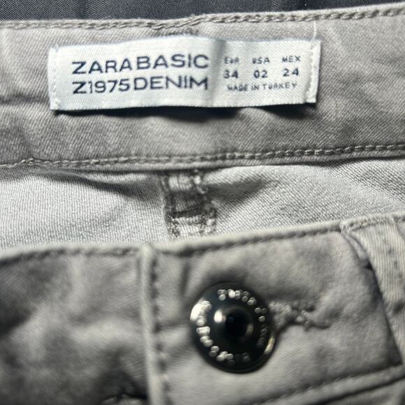 Zara Basic Moto Style Ankle Zip Grey Skinny Jeans Size 2 - Picture 4 of 9